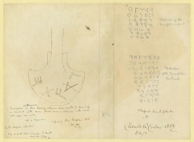 Inschrift auf einer irdenen Scheibe aus Shapiras 2. Sammlung, 1873 von Claude Conder